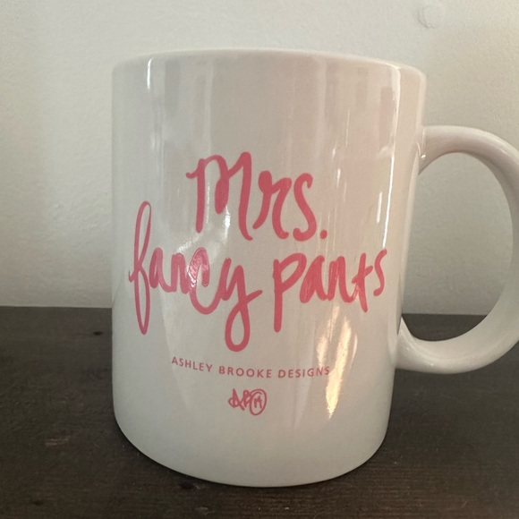 EUC Ashley Brooke Designs Mrs. Fancy Pants Mug Pink/White - Picture 3 of 4